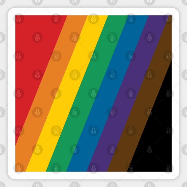 Philadelphia Rainbow Pride Flag (Proud LGBTQ+ Community Pride Flag) Slanted Version Magnet by Teeworthy Designs